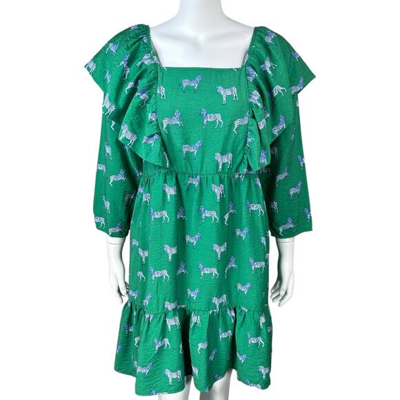 Michelle McDowell Mini Dress Size Medium Zebra Novelty Print Artsy Babydoll - Picture 1 of 9